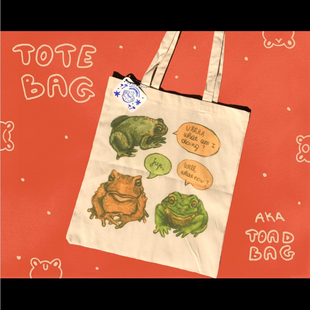 Toad Canvas Tote Bag Handmade from Etsy Parfum Bubbles